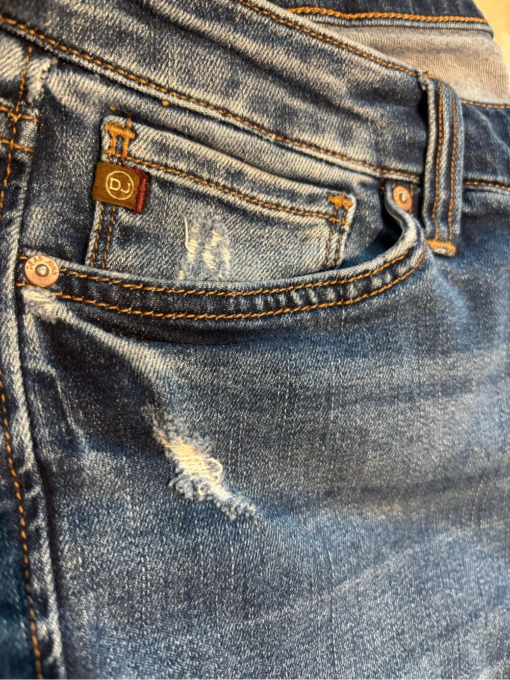 Dear John Blue Denim Jeans with Brown Leather Patch